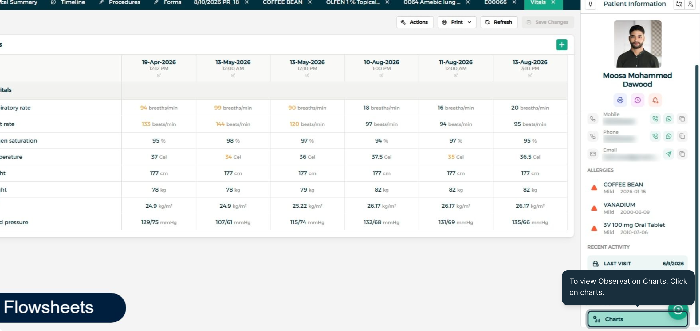 Step 1 - Open Observation Charts
