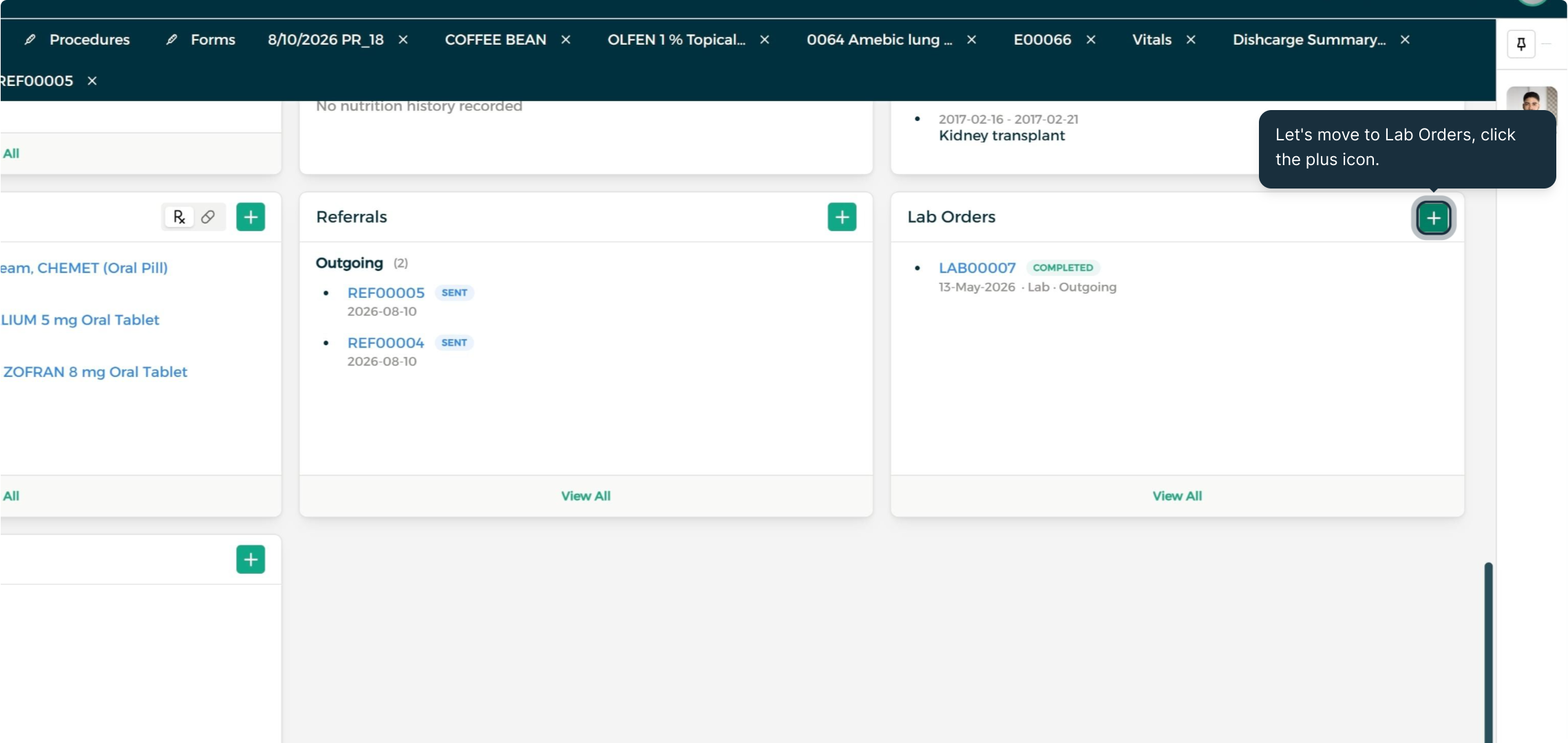 Step 1 - Add a New Lab Order